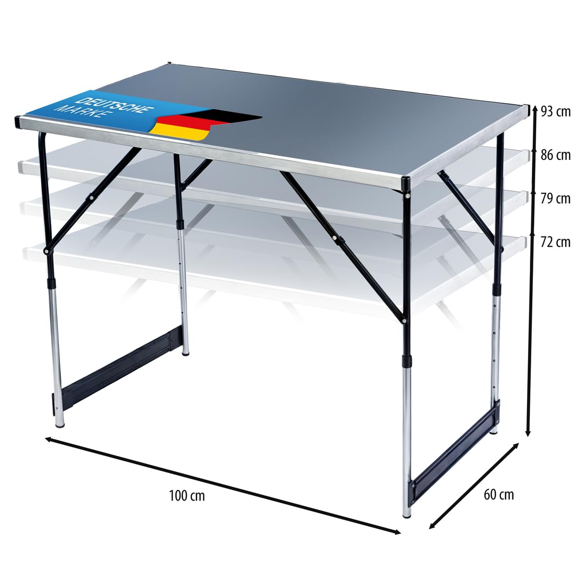 Haushalt 60291 – Aluminium Campingtafel – Inclusief Opbergtas Oprolbaar Opvouwbaar 80kg Draagvermogen Stabiel Lichtgewicht