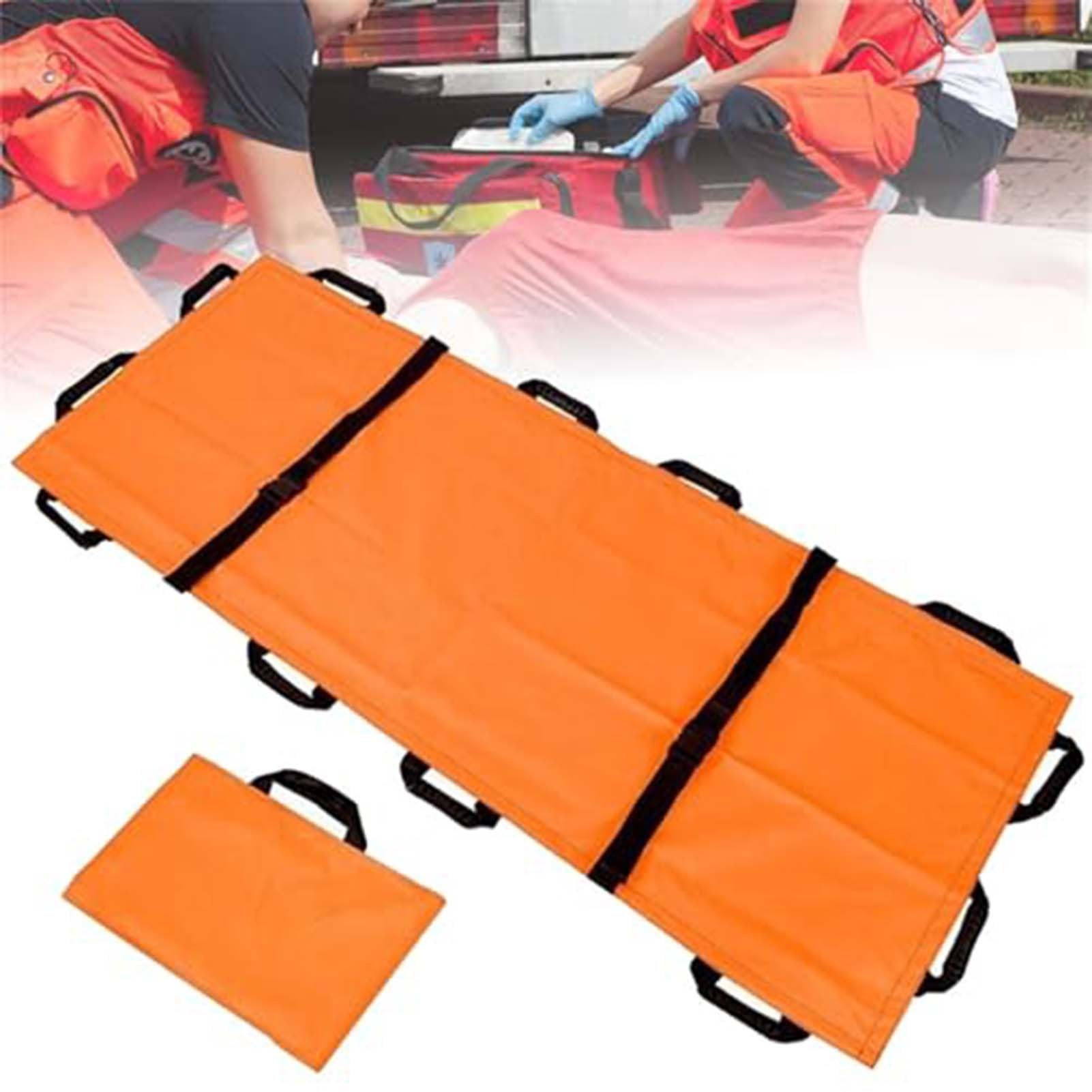 Camilla plegable portátil - Camilla de emergencia médica, Camilla blanda e Impermeable para El traslado de pacientes con 12 asas para primeros auxilios médicos., Orange