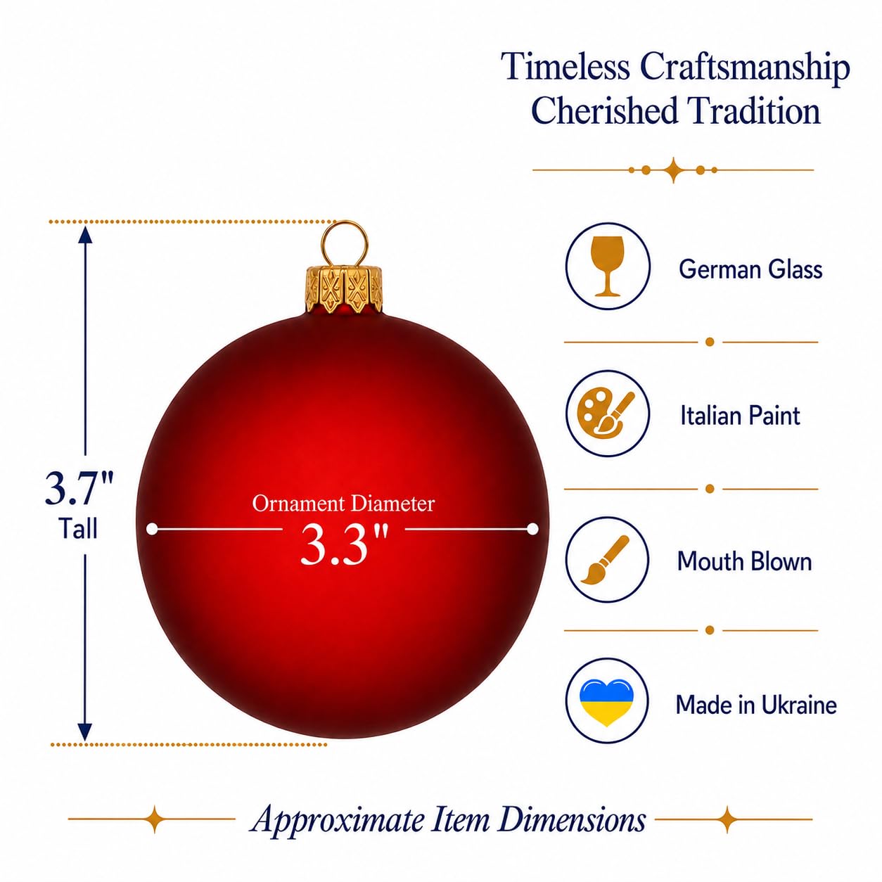 Lot de 6 boules de Noël en verre rouge translucide 8,2 cm