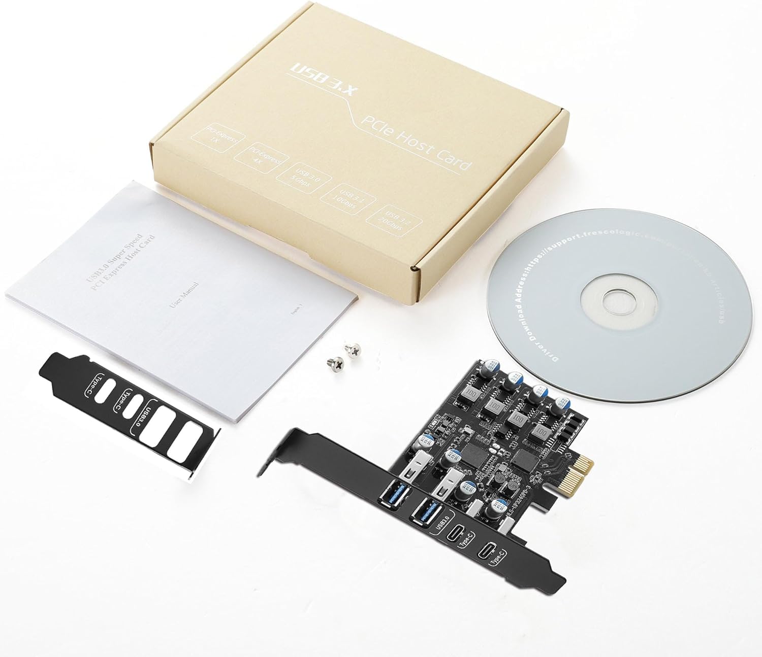 Tarjeta PCIe USB con 25W Power Delivery, Tarjeta de Expansión PCI Express a USB 3.0 de 4 Puertos (2 x Tipo A + 2 x Tipo C), Carga Rápida con Soporte de Perfil Bajo para PC de Sobremesa