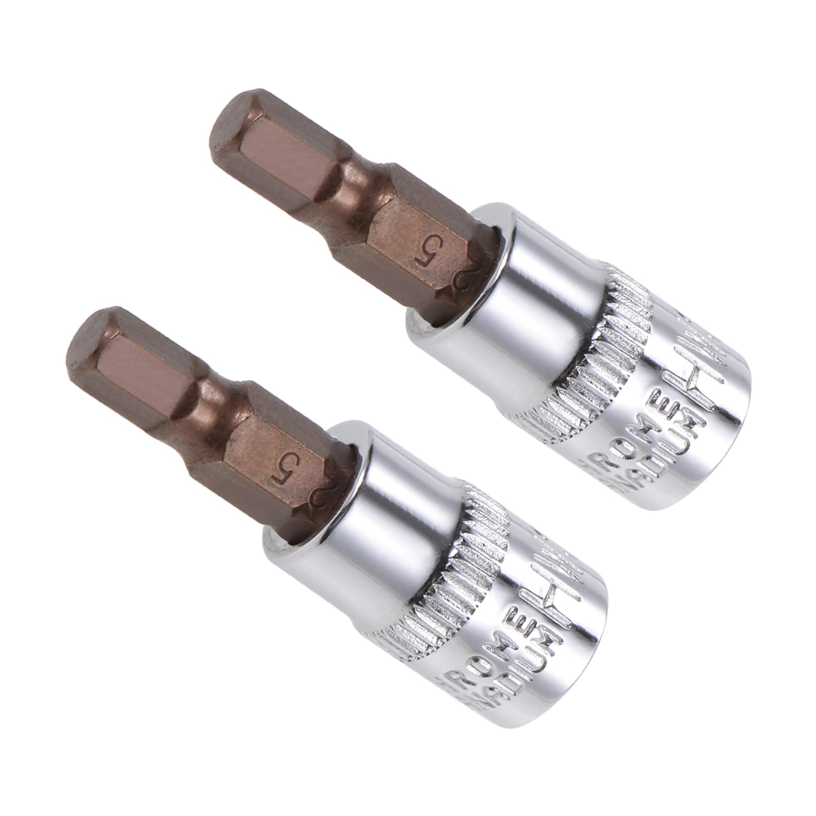 Chiave Esagonale a Bussola, Metrico H5 (5mm) Punta 1/4" Attacco 1,5" Lungo, Acciaio Legato S2 Temprato al Cromo-Vanadio - (Applicazioni: per Applicazioni Fissaggio) 2pz