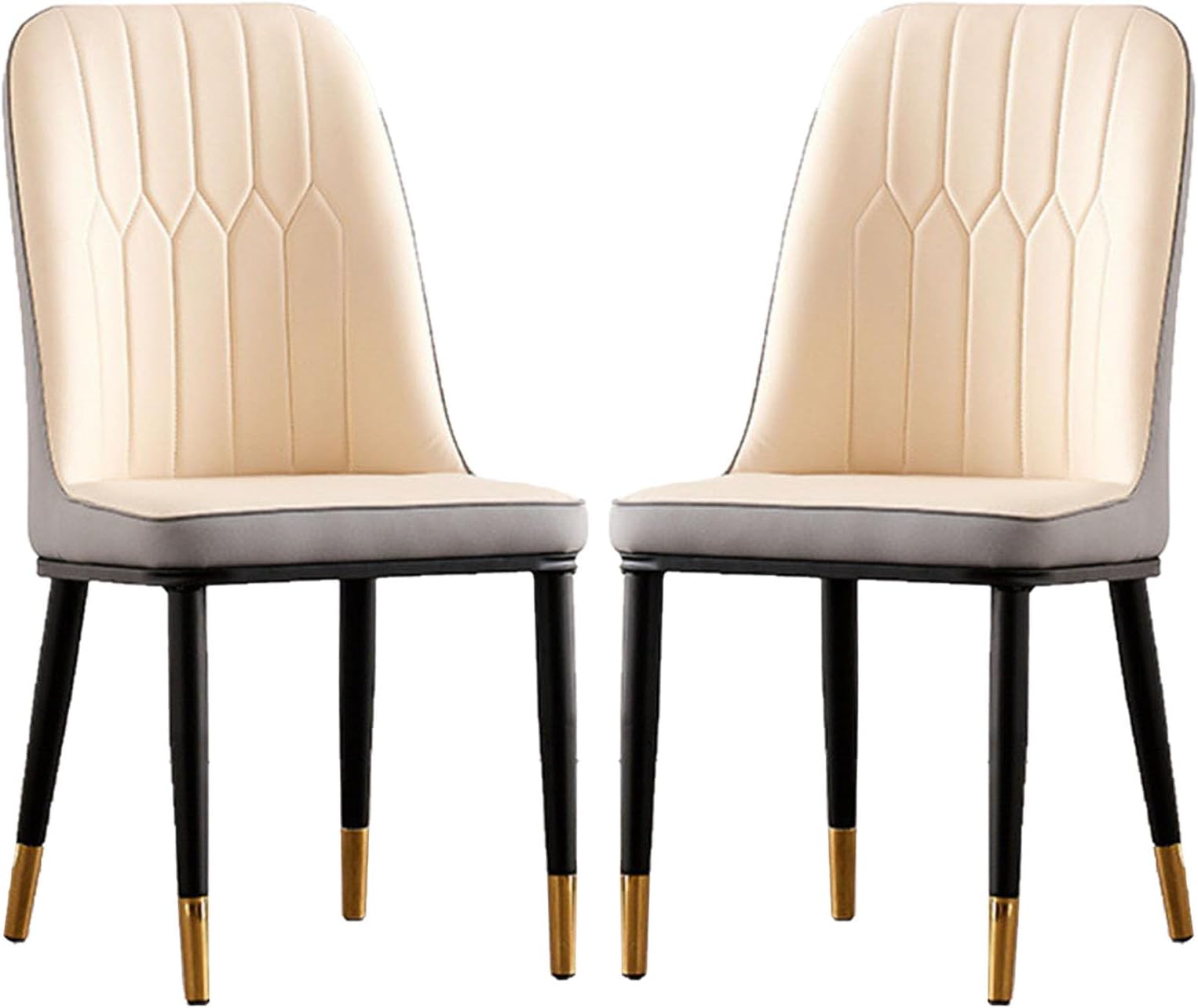 Set of 2 Dining Chairs High Back PU Leather Upholstered Armchair Metal Legs Armless Kitchen Restaurant Living Room Bedroom Furniture - Modern & Stylish