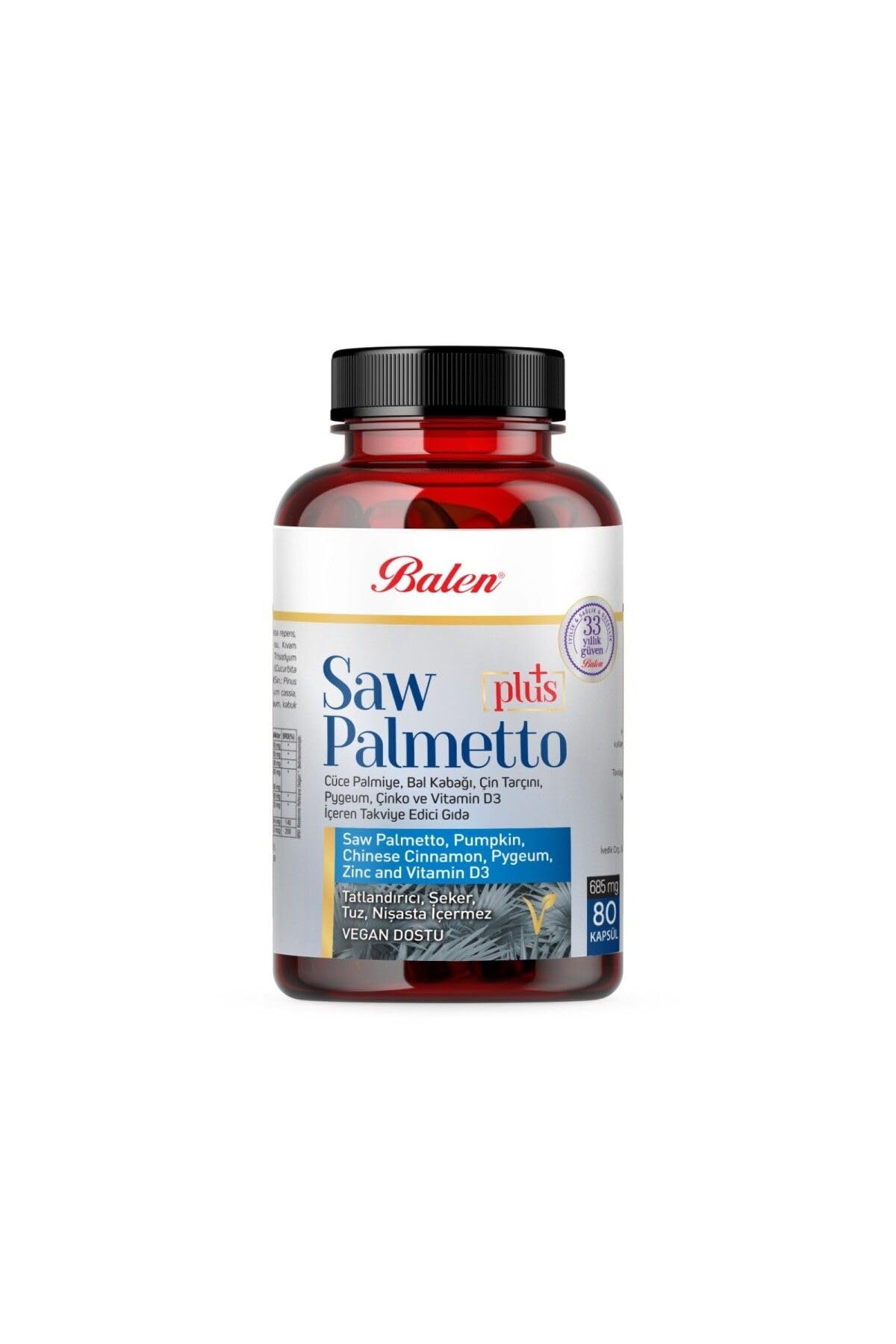 Balen Saw Palmetto Plus Cüce Palm.Çin.Vit D3 Kapsül