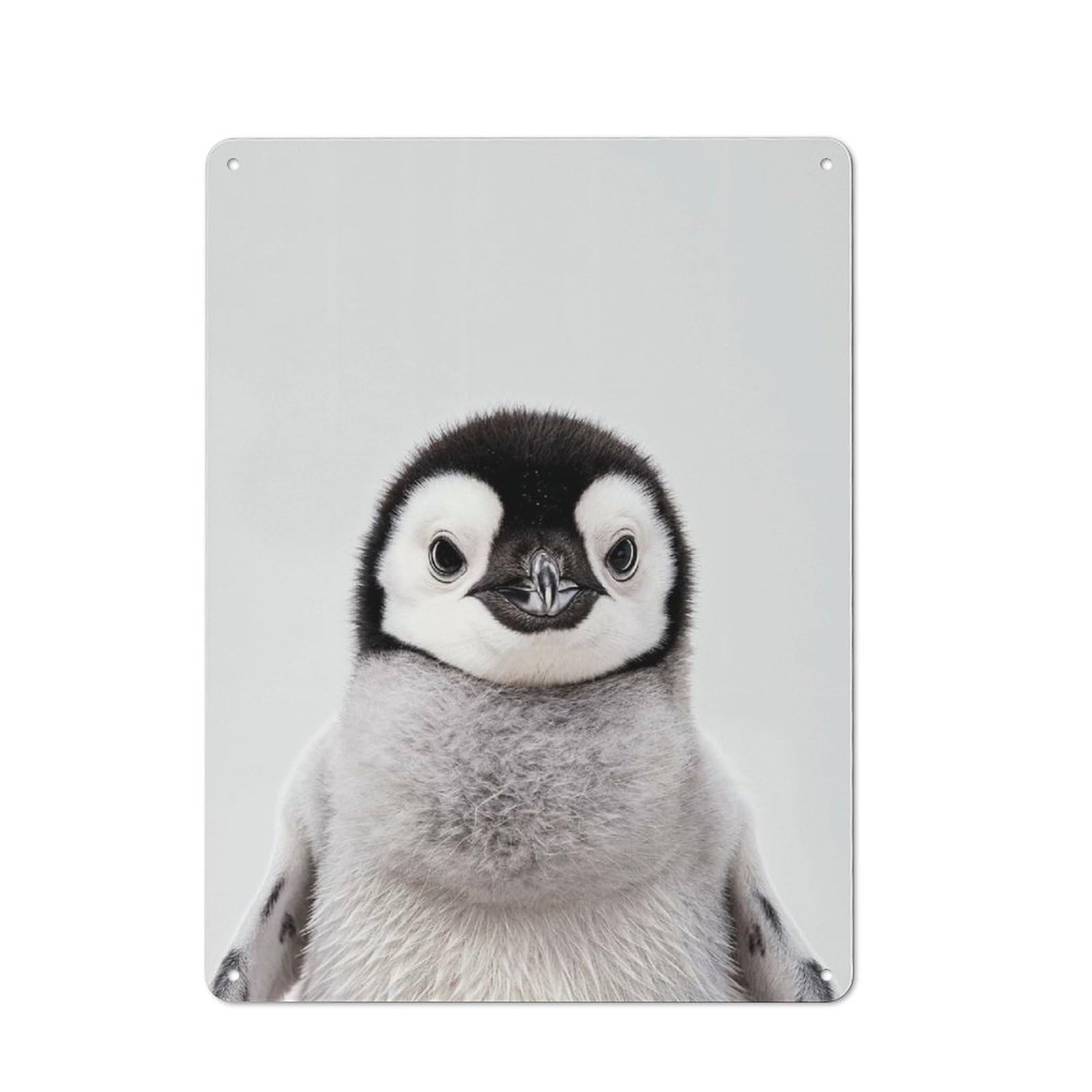 Junmoney Style Cute Baby Penguin Rustic Metal Wall Decor 40X30cm, Decorative Metal Plaque For Shed, Garden Room, Porch Or Garage