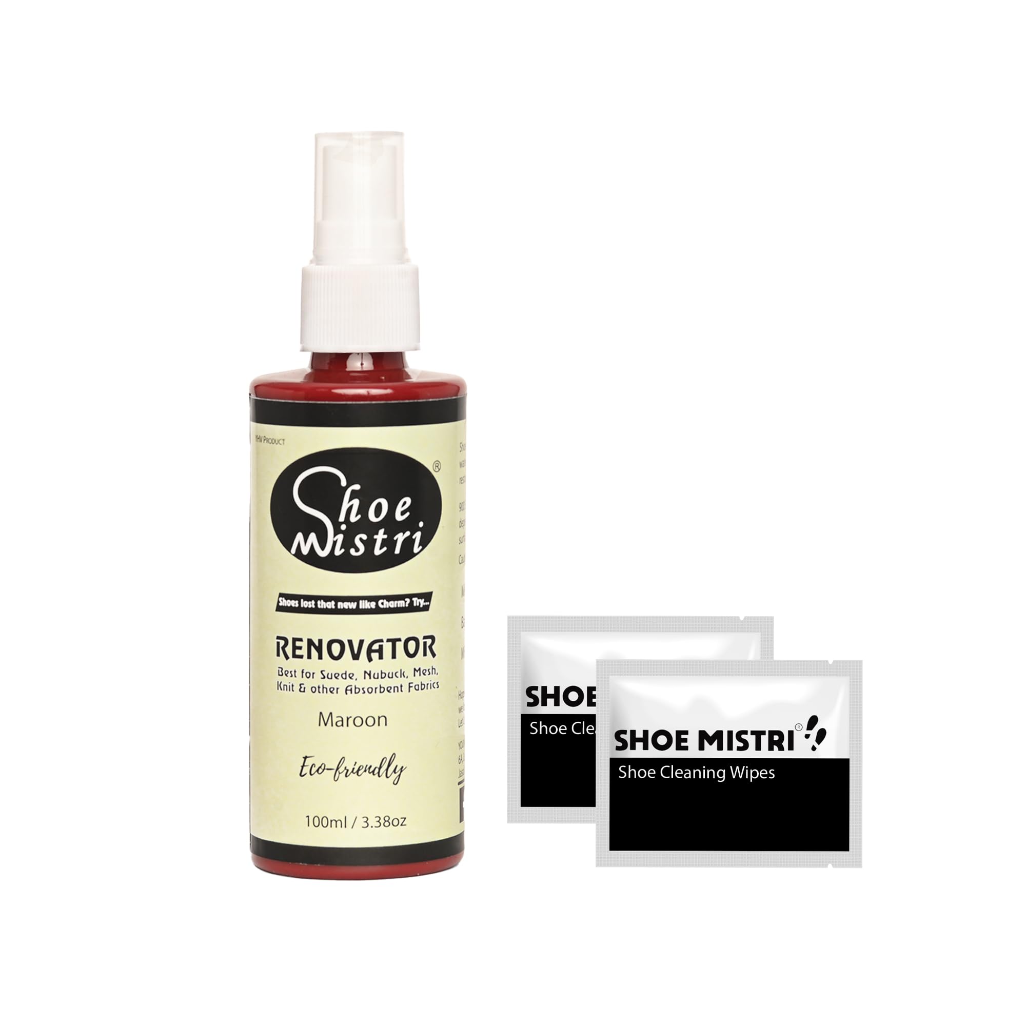 Shoe mistri Shoe Renovator and Shoes Cleaning Wipes, Liquid Shoe Polish Spray, Shoe Shine Color, Suitable for Suede, Nubuck, Canvas, Knit and most other absorbent Fabrics (Maroon) (B09TY24X14) Amazon Price History, Amazon Price Tracker