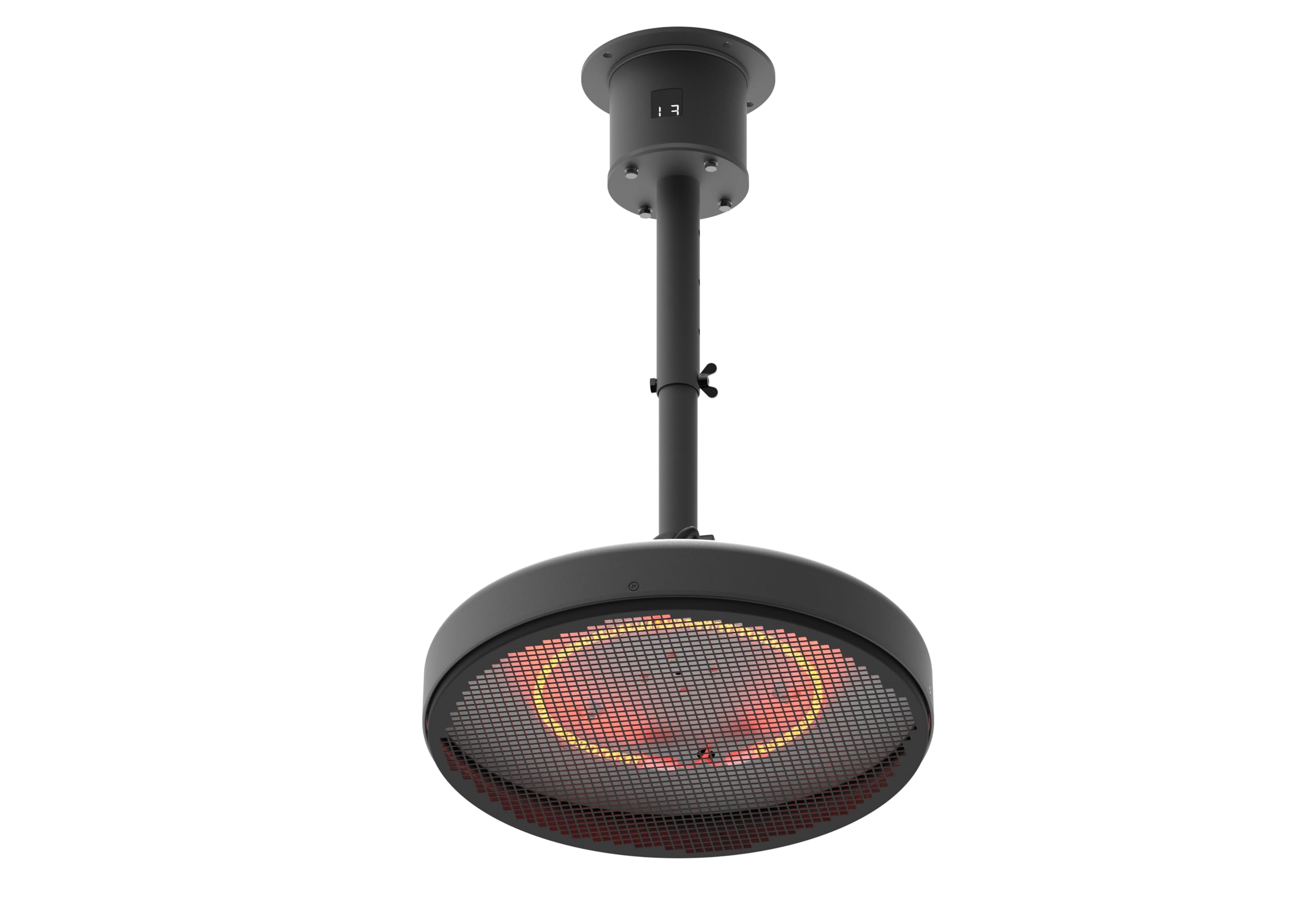Promiennik sufitowy, rura węglowa 2000 W, 3 stopnie ogrzewania, pilot zdalnego sterowania, IP65, odporny na warunki atmosferyczne, regulacja wysokości 51-66 cm, Ø 44 cm
