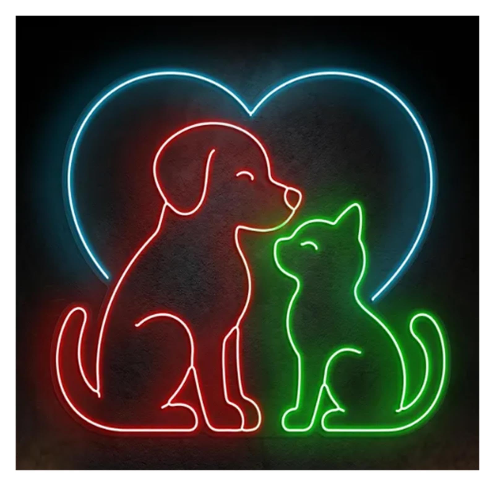 Insegna al Neon Insegna Al Neon Del Cuore Gatto Cane