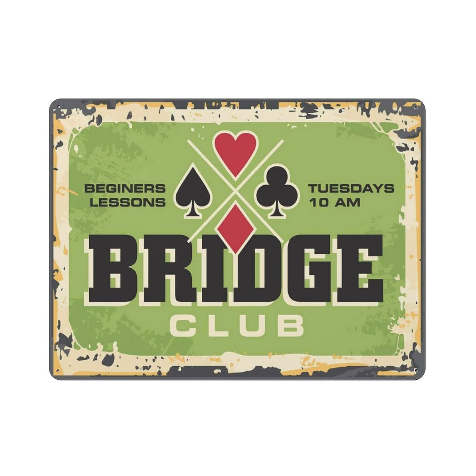 Metal Tin Sign Bridge Club Vintage Tin Poster Metal Sign Wall Decoration Country Kitchen Home Garage Decor 12"x16"