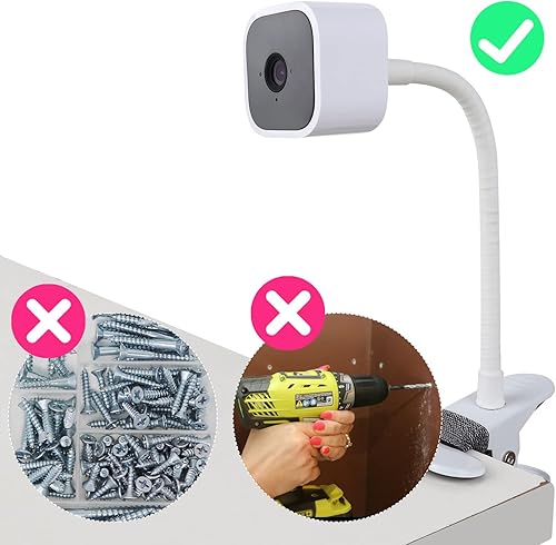 Miniatura 4 de iTODOS Paquete de 2 soportes de abrazadera de clip flexible, compatible con Blink Mini, exteriores (3 generación) XT3, XT, XT2, interiores, brazo