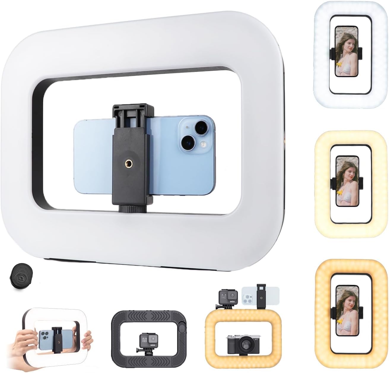 Phone Ring Light for Video Recording, MagSafe Double-Sided Magnetic Phone Light, Handheld LED Selfie Light with Mini Tripod for iPhone, TikTok, YouTube & Makeup-image-37