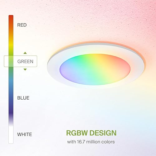 Miniatura 4 de ASD Paquete de 1 iluminación LED inteligente empotrada de 6 pulgadas, 15 W, luces RGBW que cambian de color, compatible con Alexa y Google