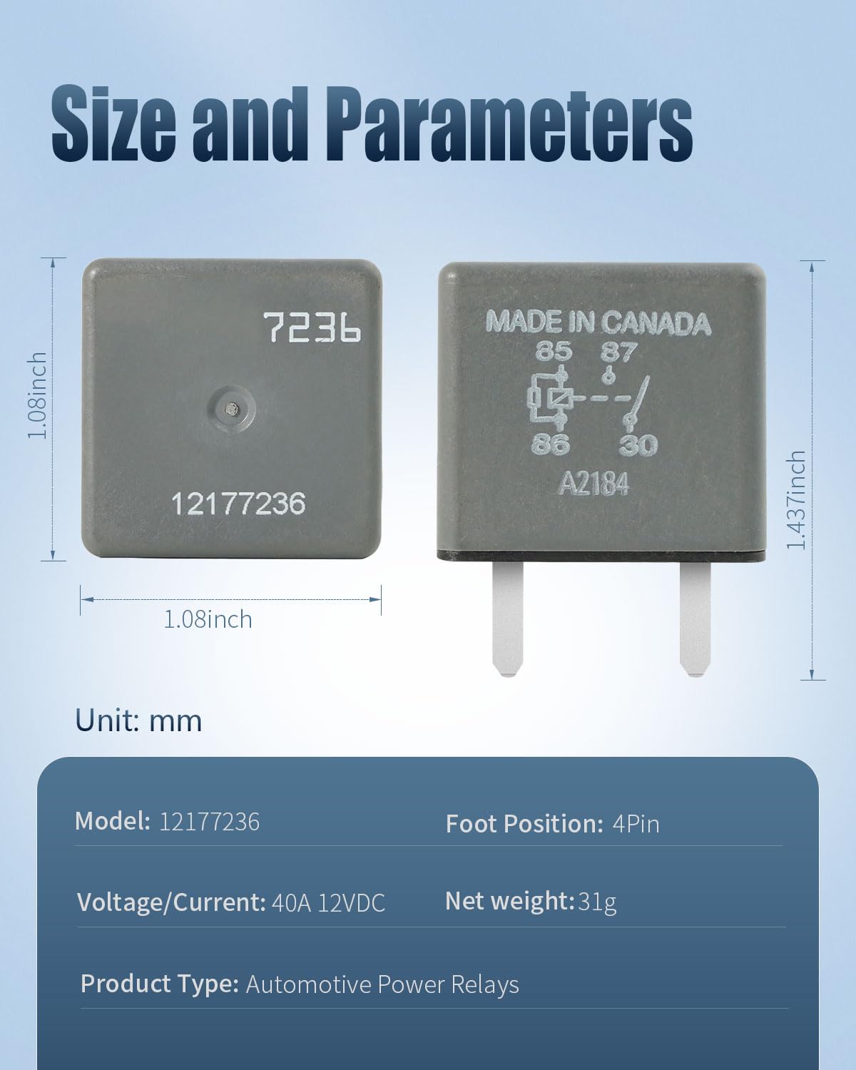 Quick Rekay Snapklik.com : 12177236 12VDC 7236 Relay 40A 4Pin 1 Form A Quick ...