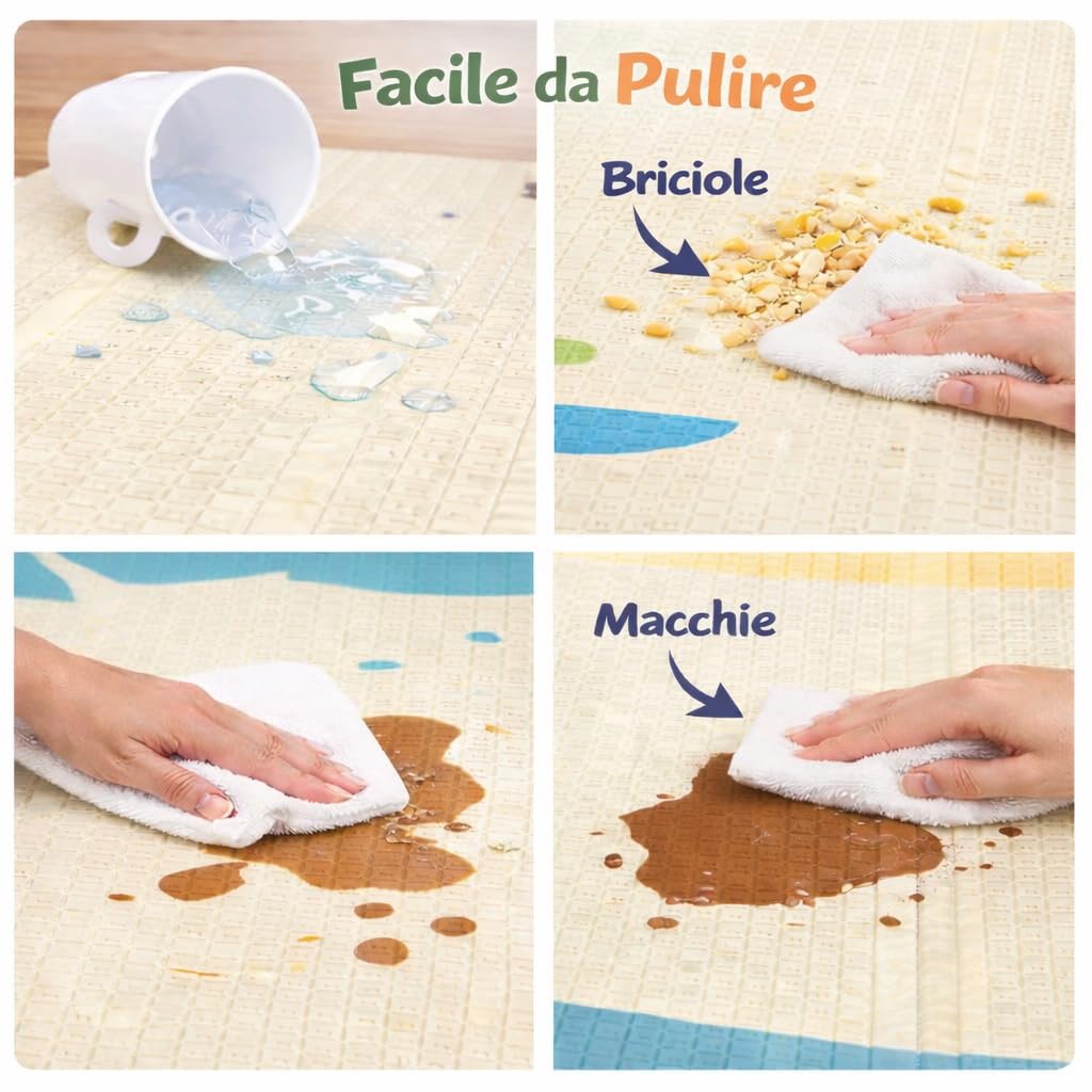 Tappeto Gioco Montessori Pieghevole Impermeabile 180x150x1 cm Schiuma per Bambini