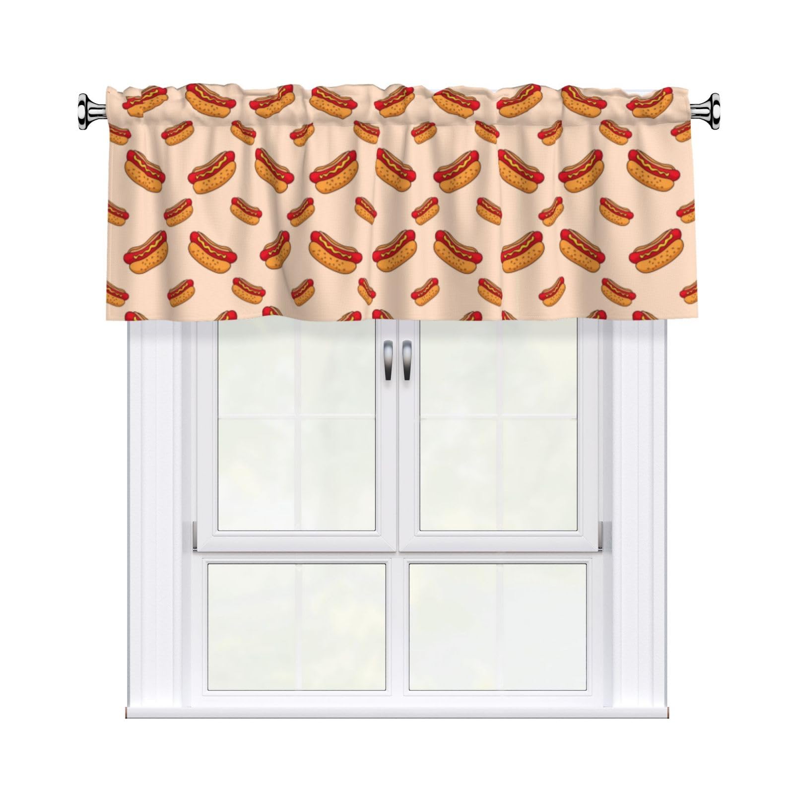 Noble Ren Delicious Hot Dogs Short Curtain Valance 54x18in For Kitchen Bathroom Cafe Living Room Decoration