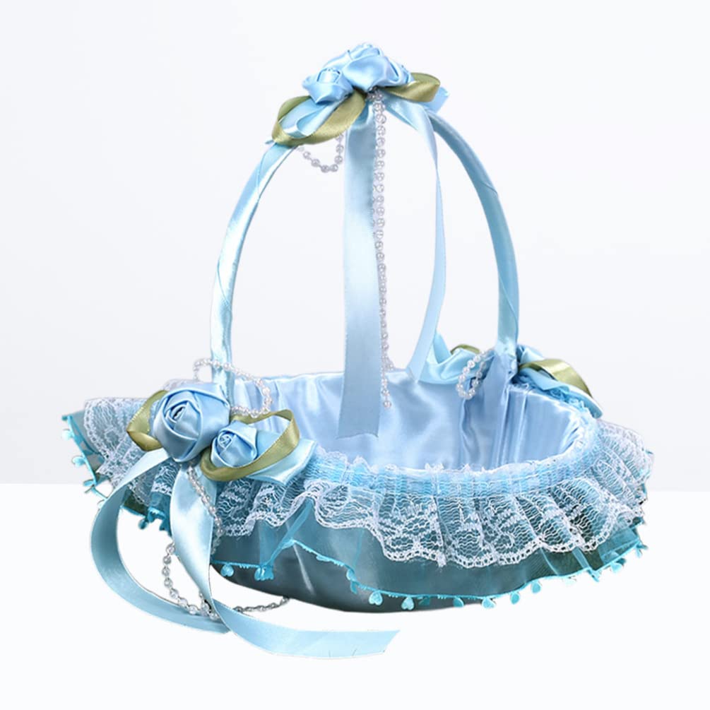 Blumenkorb für Hochzeit, Blau, aus Stoff, für Kinder