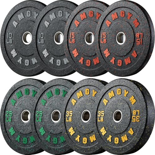 2 Inch Bumper Plates，10-500lbs，Barbell Rubber Olympic Weight Plat...