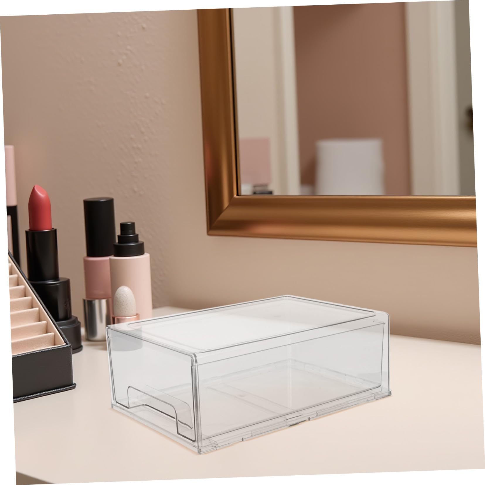 DOITOOL Organizador Apilable con Transparentes Caja Acrílica Resistente de Gran Capacidad para Maquillaje Joyería Papelería y Baño para Tocador y Oficina