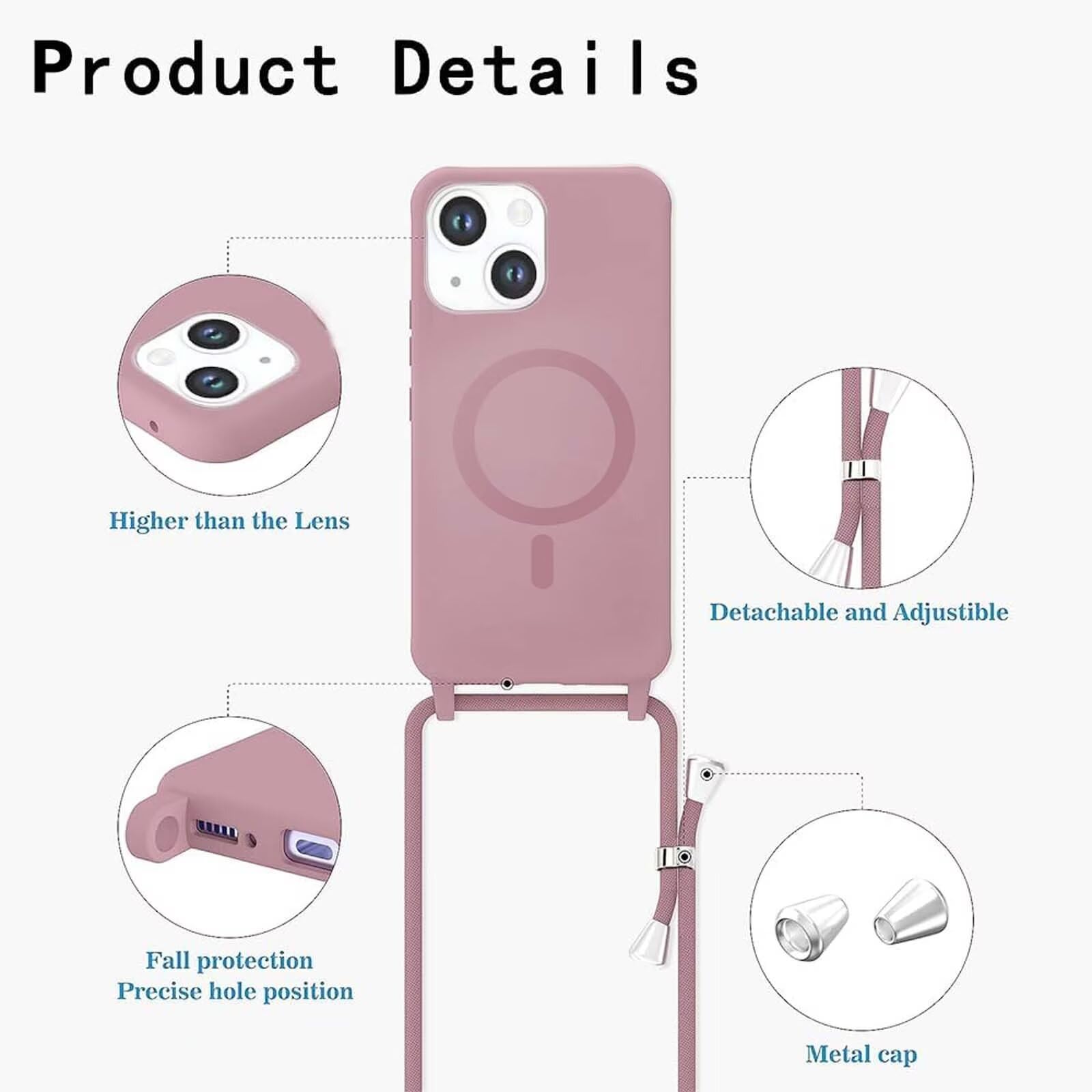 Jrkvniv Coque Magnétique Pour IPhone 15 Avec Cordon