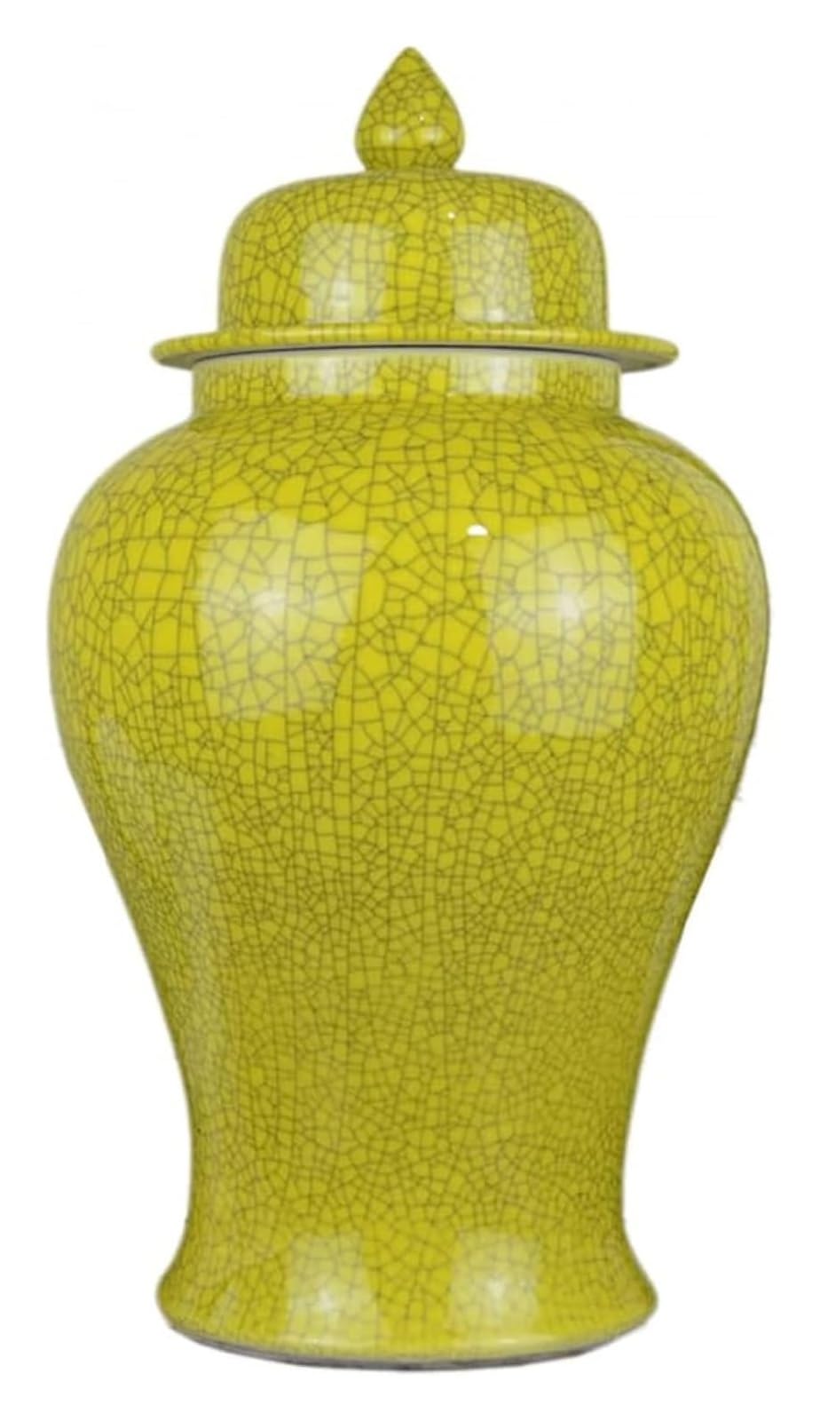 Vase Large Ginger Jars Vase For Home Decor,Yellow Porcelain Vase Temple Jar With Lids, Ceramic Decorative Jars For Home, Table, Living Room, Bookshelf, Mantle Fireplace -Mediu,One Color-Large