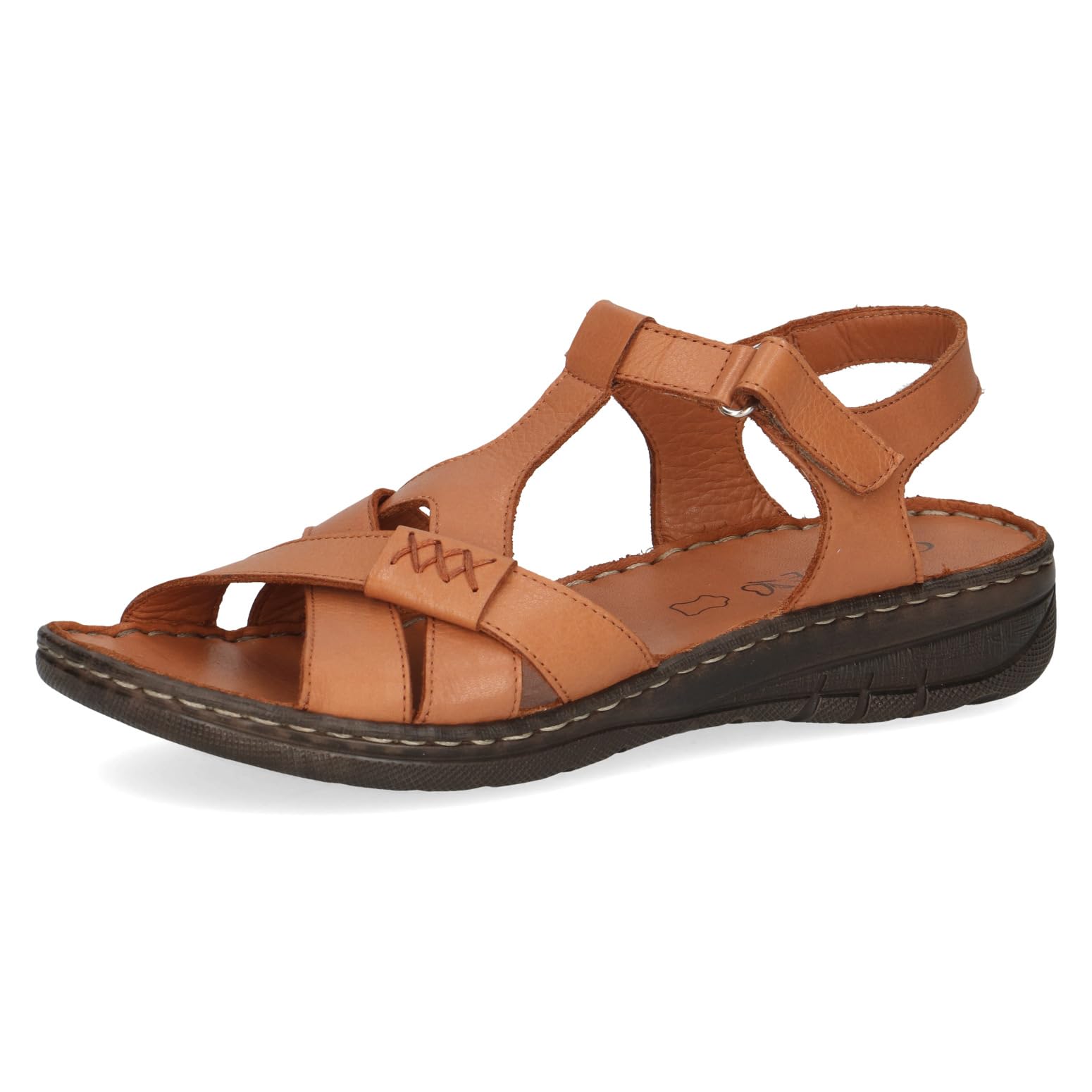 CAPRICE Women's Heeled Leather Sandals Comfortable, Brown (Nut Nappa), 6 UK