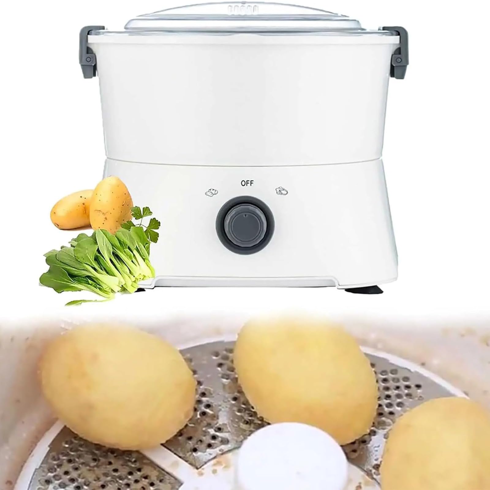 Pelador eléctrico de patatas – Máquina peladora automática de acero inoxidable con lavadora y secadora de verduras 2 en 1 para uso doméstico y comercial