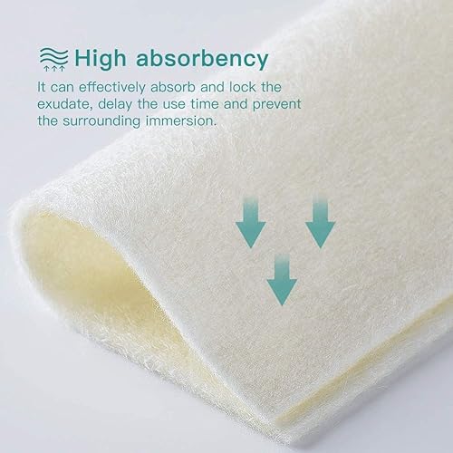 Miniatura 6 de Toallitas húmedas de solución salina para bebé, 100% algodón y alginato de calcio, parches de 4 x 4 pulgadas, 10 almohadillas estériles individuales