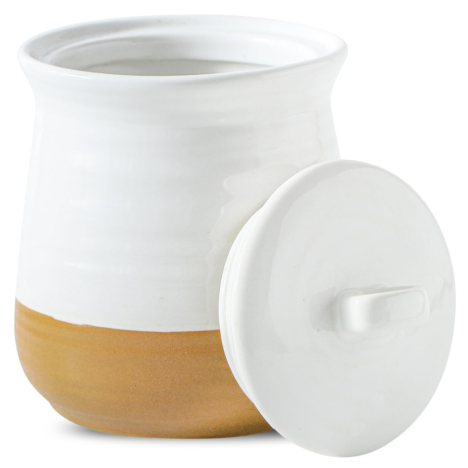 Tikooere Ceramic Food Storage Jar,Coffee Canister for Countertop with Lids Airtight,Large Flour,Cereal,Spices,Beans,Rice and Candies Containers for Kitchen and Home,Farmhouse Kitchen Decor,35 OZ White