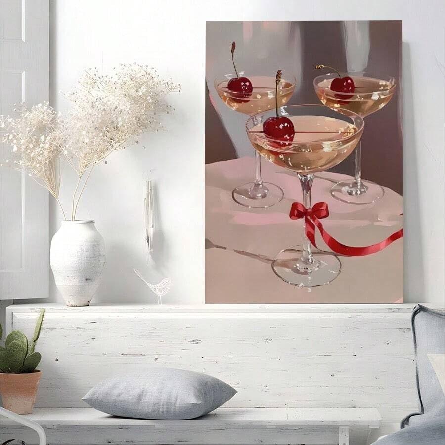 Impression sur toile cocktail de cerises pour un bureau moderne - 4