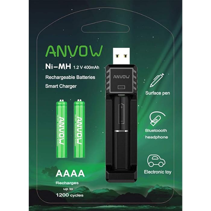 Buy AAAA Batteries, ANVOW Rechargeable AAAA Batteries for Surface Pen