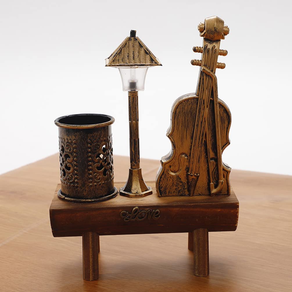 Homoyoyo Portapenne in Metallo Ornamento Da Scrivania Forma Di Violino Contenitore Per Penne e Cancelleria Decorazione Unica Per Ufficio e Casa