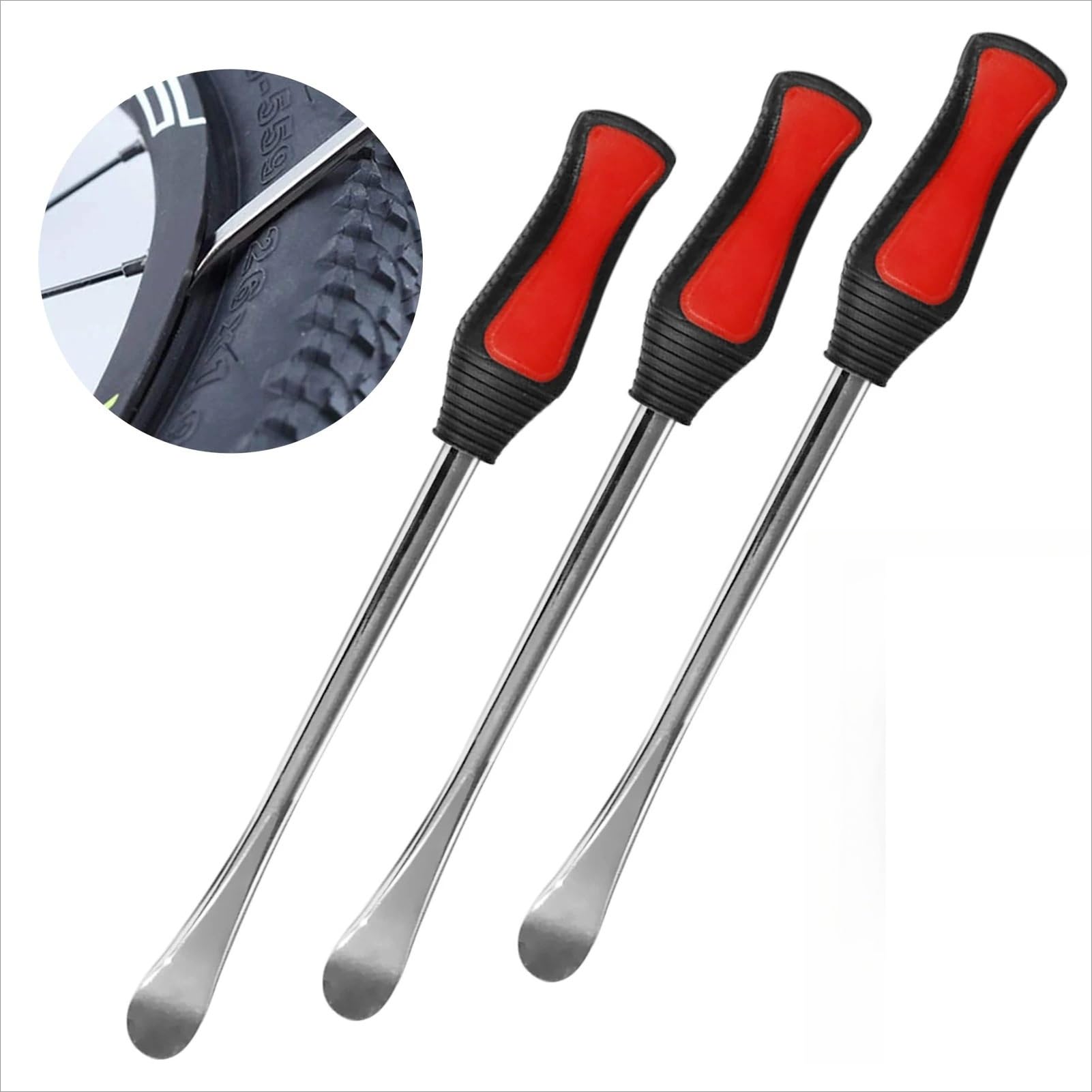 Fahrradreifenheber Reifeneisen-Löffel-Set | 37 cm Reifenwechsler Hebelstange Entferner Reparaturwerkzeug for Motorrad