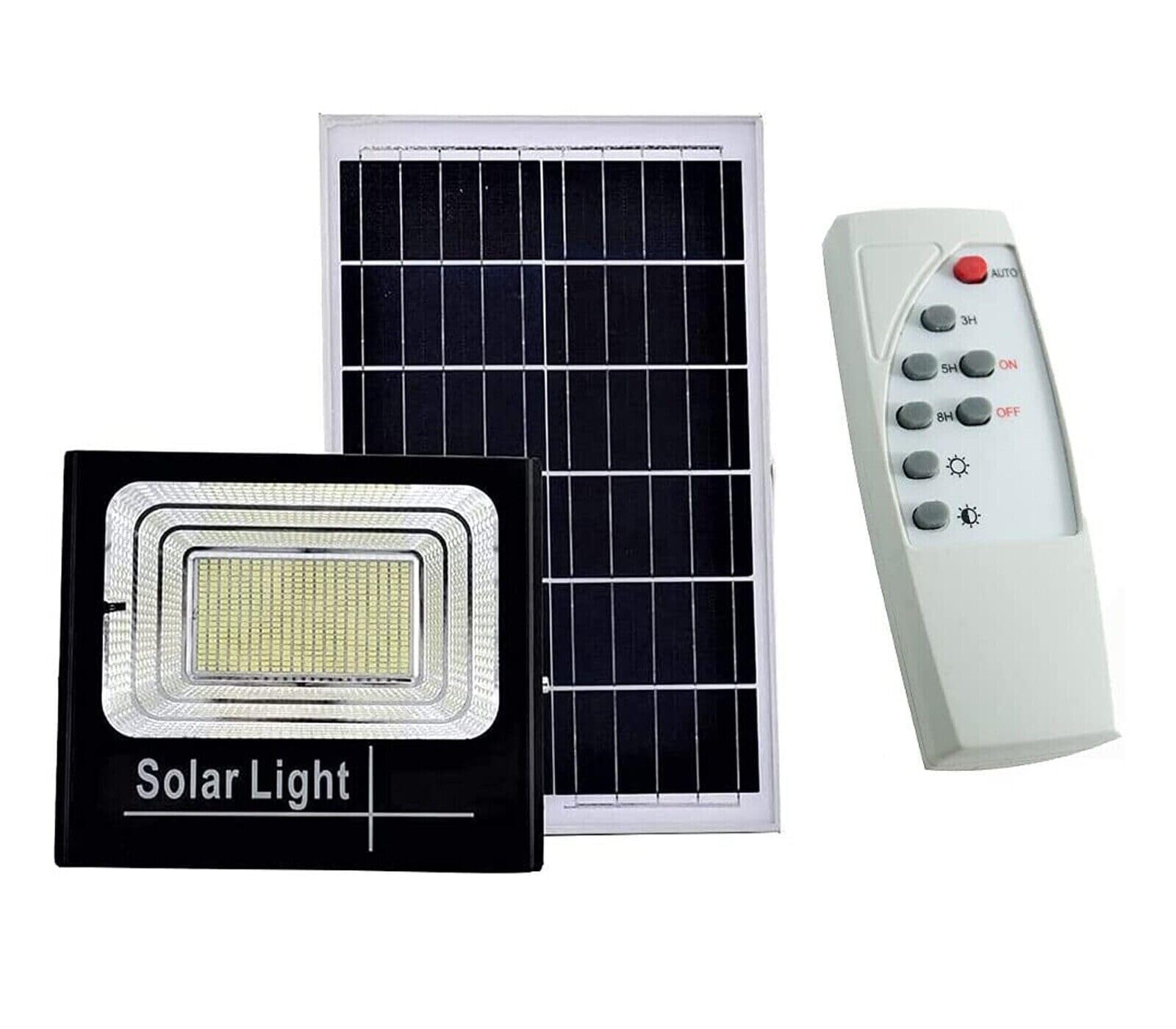 Faro 400W A Led Smd Con Pannello Solare E Sensore Crepuscolare Con Telecomando