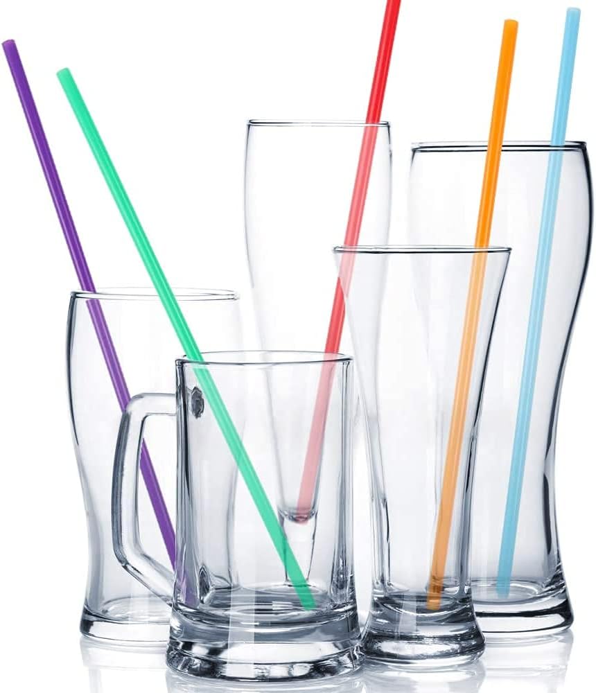 Tomnk 500 Pack Plastic Straws, 10.3'' High Disposable Straws Plastic Drinking Straws, Assorted Colors