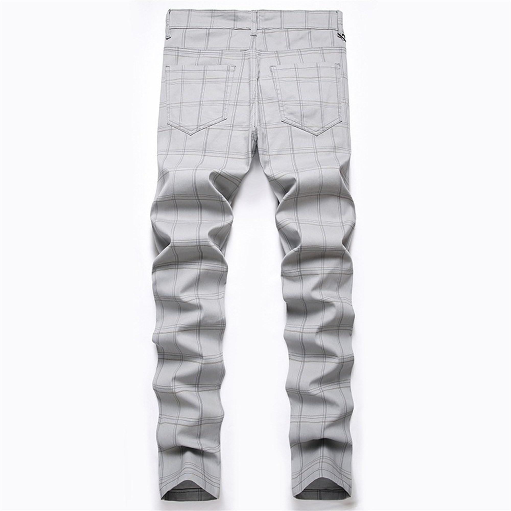 Pantaloni da uomo a quadri dritti in tartan chino da uomo slim fit pantaloni da lavoro piatti sul davanti