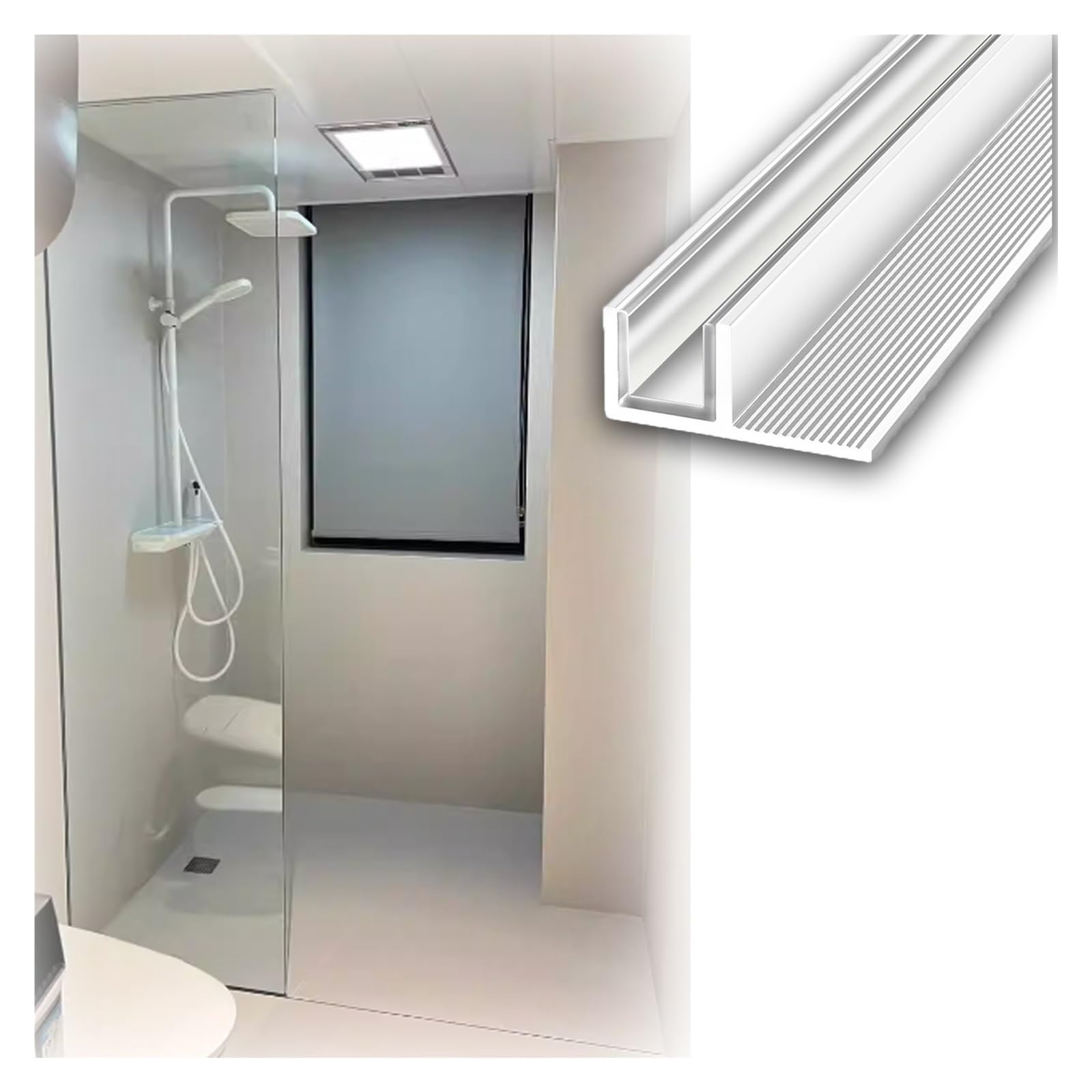 Minimalistyczny Aluminiowy Stały Kanał Prysznicowy Do Szklanego Panelu Ściennego, Wpuszczony Profil Z Głębokim Rowkiem O Niestandardowej Długości(1pc,W12mm(15/32in) L2.1m(83in))
