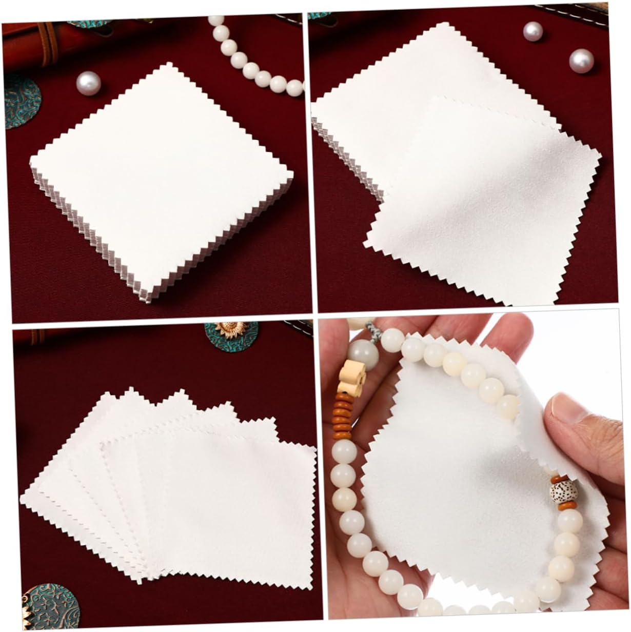 50pcs Jewelry Polishing Cloths, Suede Fabric Cleaning Wipes for Silver