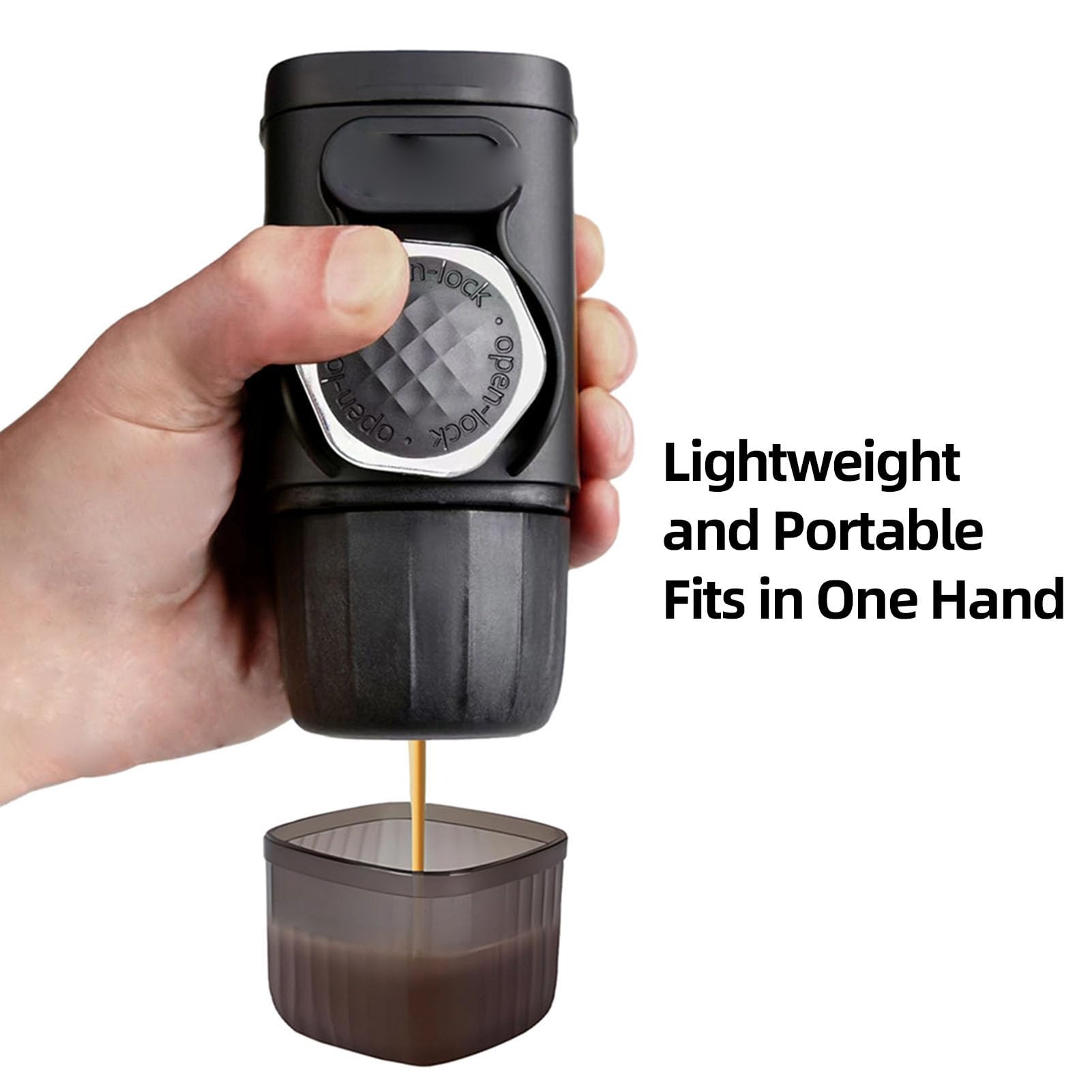 Luocute Cafetera Portátil, Cafetera de Viaje de Acero Inoxidable con Prensa Manual para Acampar Al Aire en Casa, con Diseño Reutilizable sin Cápsula
