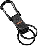 DELSWIN Black Keychain Lanyard, Heavy Duty Key Chains with Carabiner Clip, 2 Key Rings for Car Keys, Multifunctional Lanyards for Keys for Men and Women