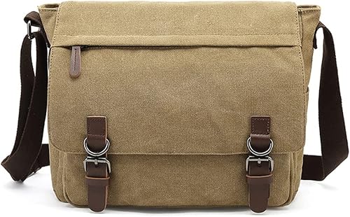 Sechunk Canvas Leather Messenger Bag Shoulder bag Cross body bag Crossbody large for men boy girl student school