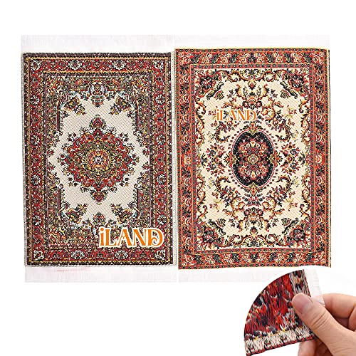 Iland Miniature Dollhouse Accessories Of Carpet For Dollhouse Furniture On 1/12 Scale And 3” - 12” Dolls, Woven Dollhouse Rugs 6” X 4” (2Pcs Fragrance) #TOP4