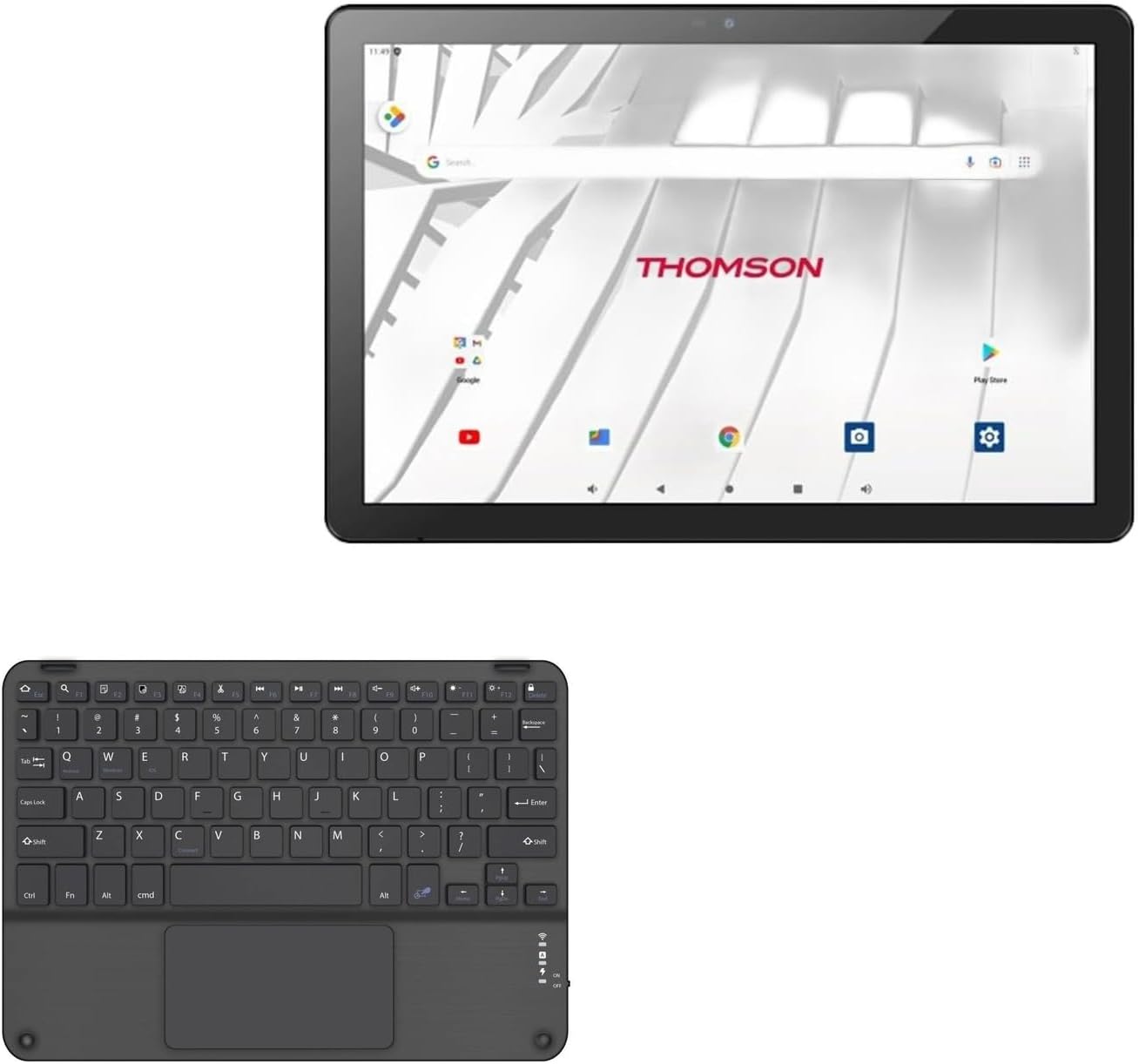 BoxWave Keyboard Compatible with Thomson 4G Tablet (10.1 in) - SlimKeys Bluetooth Keyboard with Trackpad, Portable Slim TouchPad - Jet Black