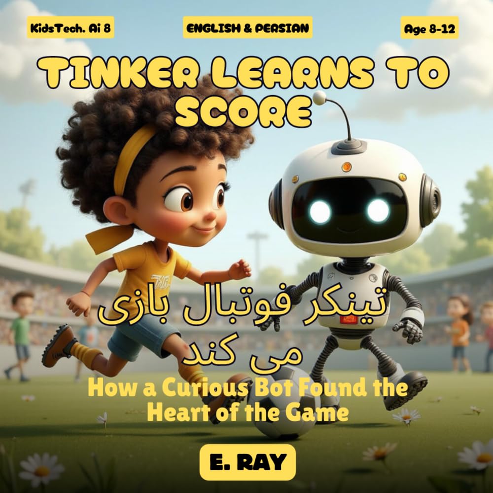 AI FOR KIDS - TINKER LEARNS TO SCORE (BILINGUAL ENGLISH-PERSIAN): تینکر فوتبال بازی می کند