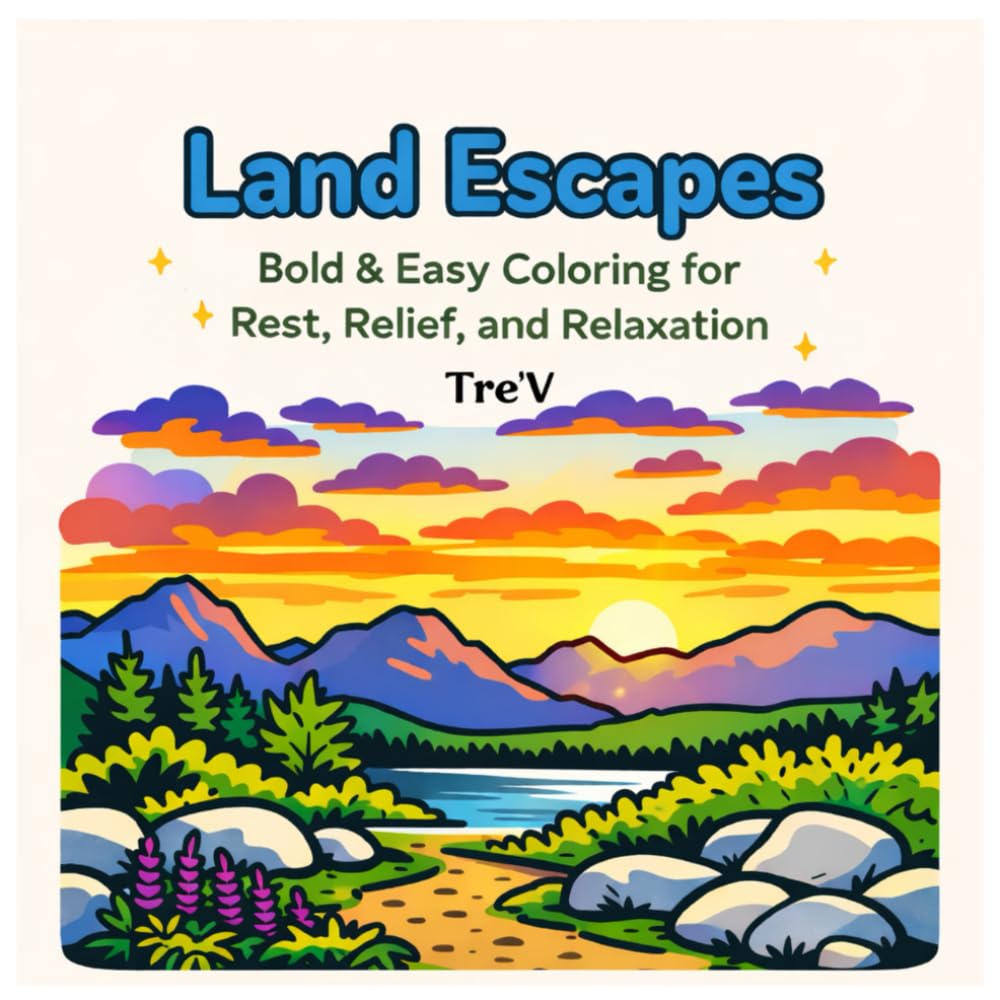Land Escapes: An Adult Coloring book for relaxing with Land Escapes for Stress Relief and Mindfulness