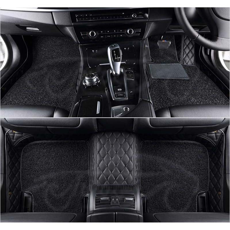 Image of Superior 7D Car Floor Mat Set for Tata Sierra, Luxury Leather + Curly Foot Mats, 7-Layer Protection, Waterproof & Anti-Skid, Full Black