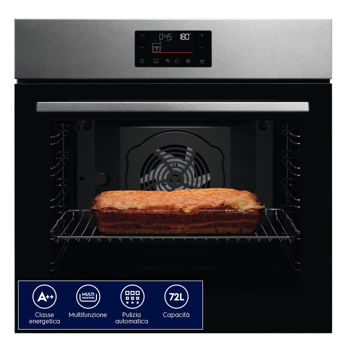 Electrolux SurroundCook EOF4P0PX2 Four encastrable multifonction ventilé 72 l Nettoyage pyrolytique Écran tactile LED EXPlore, chauffage rapide automatique, acier inoxydable anti-traces de doigts