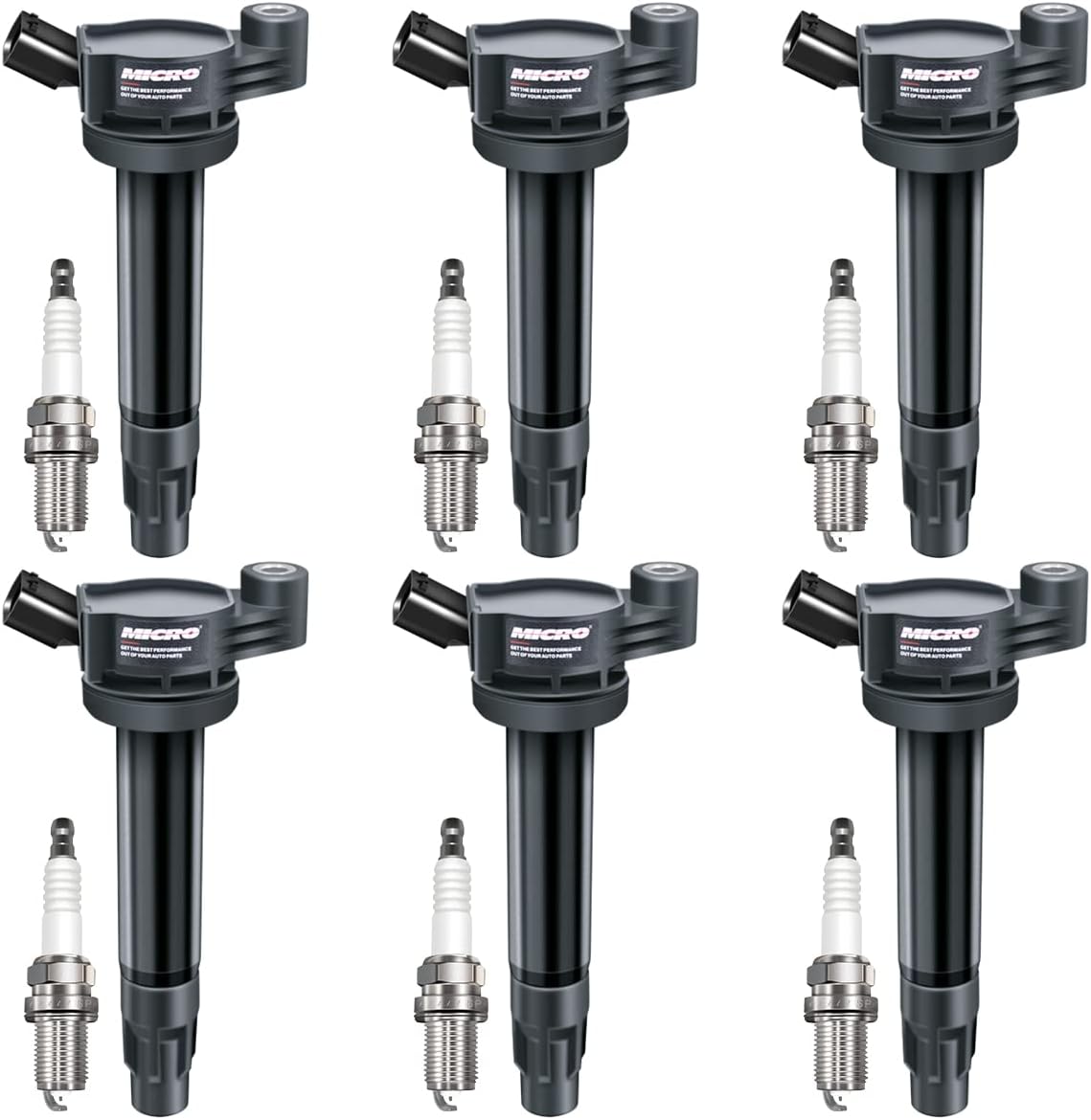 Micro Set of 6 Ignition Coils Pack & Iridium Spark Plug