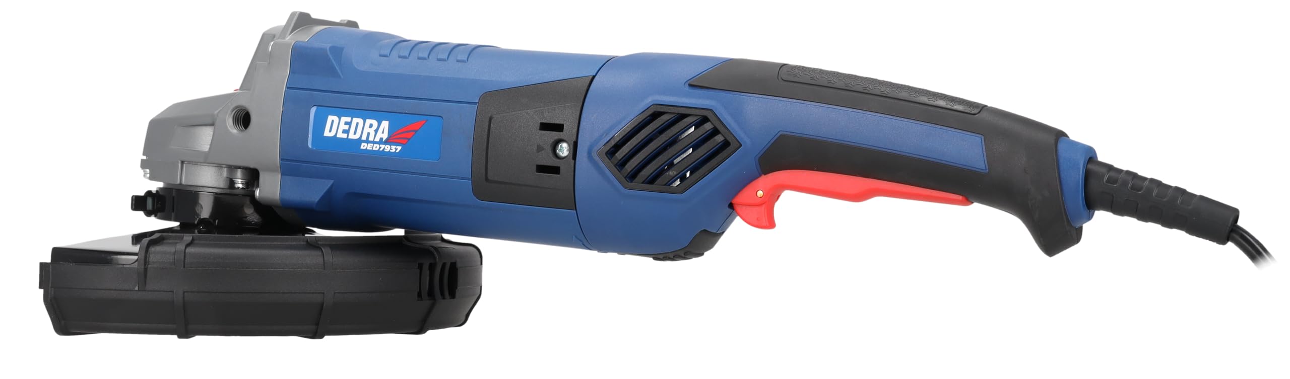 Szlifierka kątowa DEDRA DED7937 z systemem łagodnego rozruchu Ø 230 mm, mocna 2100 W, wysoka prędkość 6500 obr./min, softgrip, waga 5,1 kg, dodatkowy uchwyt, uniwersalny gwint M14