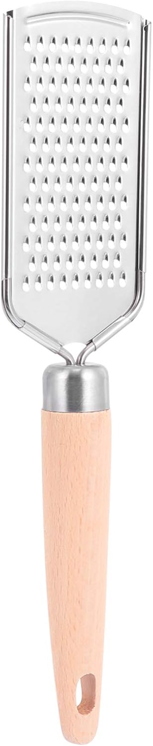 BESPORTBLE Rallador de queso de mano, rallador de queso, rallador de limón, rallador de acero inoxidable con mango de madera, rallador para queso,