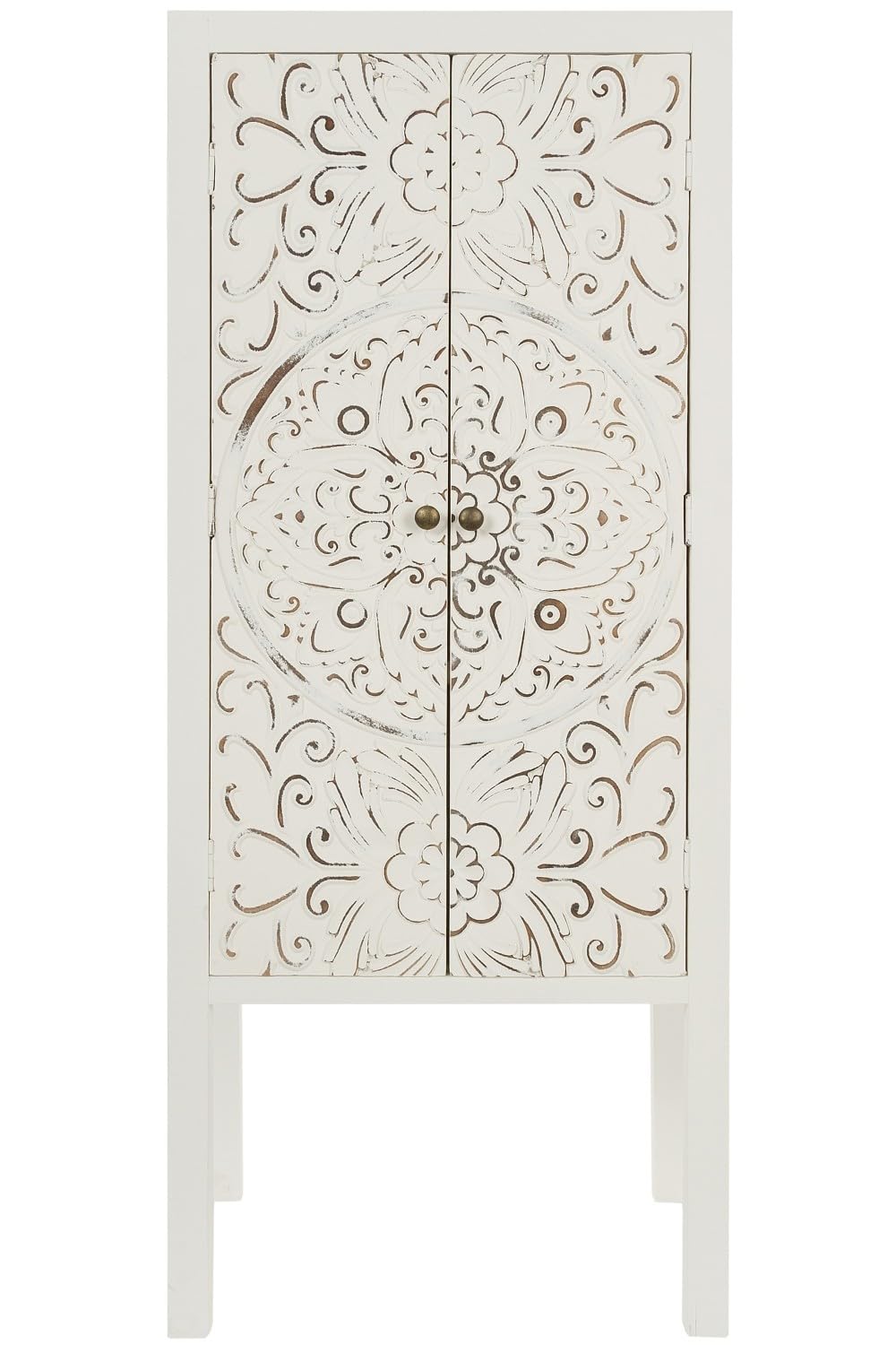 Schrank Felicitas FSC-Zertifiziert H:127 cm B:53cm T:39cm | Kommode mit 2 Türen | Regalschrank für Büro, Flur & Wohnzimmer | nachhaltiges Holz, vielseitig, modernes Shabby Chic Design