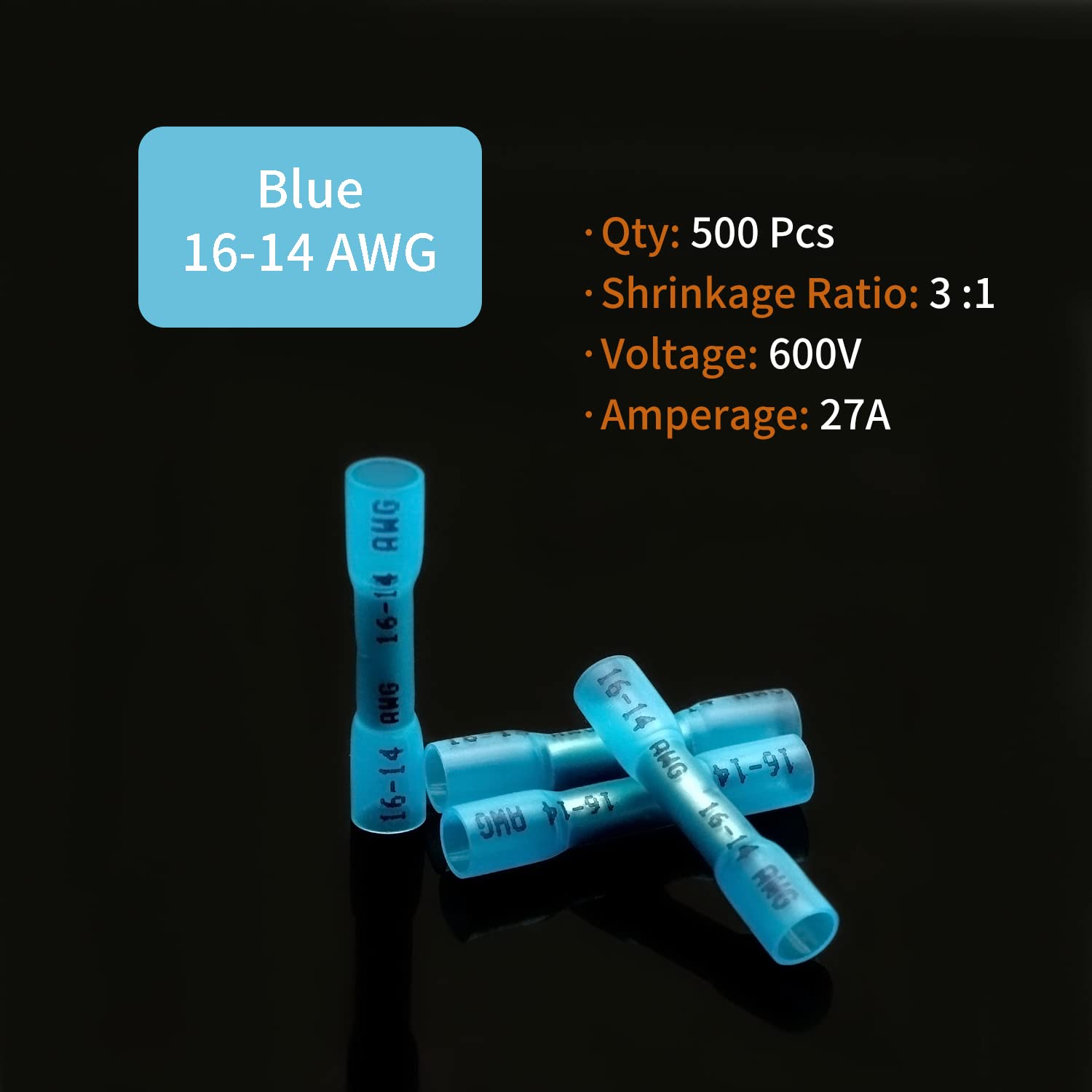 Ancor 16-14 AWG Heat Shrink Butt Connector - 250-Pieces - Jar